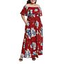 Floral Print off Shoulder a Line Bodycon Dress for Women
