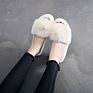 Fluffy Indoor Comfort Shoes Warm Open Toe with Ball Plush Slides Women's Color Matching Popular Hair Ball Fur Slippers