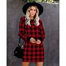 Forladies round Neck Long Sleeve Slim Plaid Printed Girl Dresses Elegant Casual Dress Women