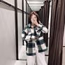 Front Pocket Design Casual Plaid Jacket Autumn Coat Women