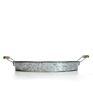 Galvanized round Tray, Wooden Handle, Suitable for Family, Office, Party, Wedding