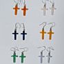 Gemstone Cross Earring Silver Hook Red Aventurine Sodalite Green Aventurine Rose Quartz Yellow Jade Blue Lace Agate