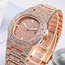 Geneva Diamond round Wrist Watch 18K Gold Men Women Luxury Watch All-Match Quartz Watch