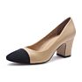 Genuine Leather Pump Shoes Chunky High Heels Shoes for Women