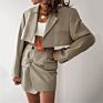 Ghx1585 Women Outfits 2 Piece Crop Blazer and Skirt Set