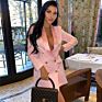 Glamorous Plain Set One Piece Playful Woman Mid Shoulder Pad Blazer Elegant Skirt Professional .