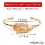 Gold Copper Wire Wrapped Open Cuff Bangle Handmade Women Natural Stone Bangle