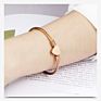 Gold Heart Stainless Steel Bangle Charm Bracelet for Women N95091