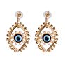 Gold Plated Big Eyes Diamond Evil Eyes Alloy Crystal Stud Earrings Women