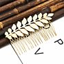 Gold Plated Leaf Hairpin Hair Combs Hair Sticks Barrettes Gift for Women Girl Accessories