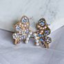 Gold Plated Statement Pearl Stud Earrings Jewelry Colorful Rhinestone Butterfly Wings Earrings for Women