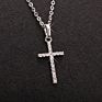 Gold Silver Color Jewelry Men Women Religious Christ Crystal Zircon Cross Pendant Necklace