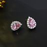 Hainon Earrings for Women Water Drop White Pink Blue Green Zircon Stud Earrings 925 Silver Plated Earrings Gift