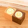 Handcrafted Square Decoration White Wooden Candle Holder Home Decor