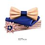 Handmade 3D Adjustable Bow Tie Wooden Set with Pocket Square Brooches for Men