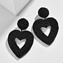Handmade Boho Style Colorful Big Heart Shape Seed Bead Earrings for Women Jewelry