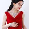 Handmade Bride Zircon Red Stone Jewelry Set Wedding Bridesmaid Neckle Earring Wedding Jewelry Set of 4 Zircon Jewelry