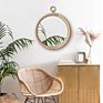 Handmade Craft Shape Vanity Large Beauty round Decorative Woven Wood Wicker Willow Frame Rattan Wall Mirror