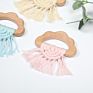 Handmade Macrame Wooden Cloud Baby Teether Soothing Ring Newborn Shower Gifts