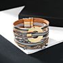 Handmade Multi-Layer Leather Wrap Bracelets for Women with Crystal Rhinestone Beads Bohemian Bracelet