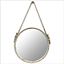 Hanging round Wall Mirror in Bathroom & Bedroom - Solid Bamboo Frame Solid Bamboo Frame Mirror Adjustable Leather Strap