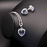 Heart Colorful Cubic Zircon Jewelry Sets for Women Wedding Pendant Necklace Ring Earring Set