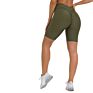 High-Rise Waistband 4-Way Stretch Olive Textured V-Cut Scrunch Women Biker Shorts