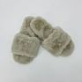 High Hope Grey Women's Cross Band Furry Slippers House Shoes Indoor Comfortable Rabbit Faux Fur Slipper