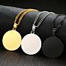 High Polished Disc round 18K Gold Engraved Stainless Steel Metal Blank Pendant Coin Necklace