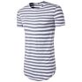 High Street Long Drop Tail Hip-hop Fit Men's Striped T-shirt Wholesale