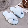 Home Slippers Shoes Ladies Cross Soft Plush Furry Female Open Toe Slides Women Warm Faux Fur Slippers