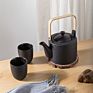 Household Drinkware Stainless Steel Infuser White Black Porcelain Teapot with Wood Handle