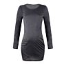 In Stock Items Solid round Neck Long Sleeve Pregnant Women Maternity Dress