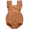 Ins Infant Toddler Ruffle Romper Fly Sleeve Sweet Princess Baby Girls Cotton Linen Rompers Infant Onesie Baby Clothes