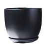 Ins Matte Glazed Ceramic Planter Pot with Saucer Modern round Decor Indoor Planter with Drainage Hole for Plants