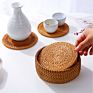 Insulated Pot Holder & Placemats for Kitchen Office 18Cm Hand Woven Rattan Pads Teacup & Coffee Mat Set