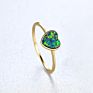 Isunni Heart Rings 925 Sterling Silver Minimalist Opal Ring