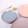 Japanese Style Pink and White round Stoneware Plates