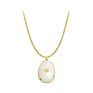 Jd Gemstone Copper Edging Necklace Oval Pendant Rose Quartz Jade Amazonite Gray Moonstone Semi-Precious Stone Jewelry