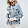 Jean Jacket Dropped Shoulder Black Denim Jacket Women