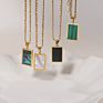 Jewelry Colorful White Shell Necklace Rectangle Pendant Necklace Stainless Steel Necklace