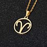 Jewelry Silver Plating Hollow round 12 Zodiac Sign Pendant Necklaces Stainless Steel Horoscope Choker Necklace for Women
