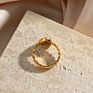Jewelry Twisted Wedding Band Tarnish Free Stainless Steel Gold Heart Shaped Diamond Ring for Women