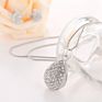 Jhzs0063 Luxury Rhinestone Paved Teardrop Pendant Necklace Earring Set Shiny Crystal Inlaid Waterdrop Pendant Jewelry Set
