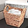 Jialan Rectangular Weave Wicker Rattan Basket Woven Water Hyacinth Storage Baskets with Cutout Handles