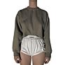 Jl-10213 In-Stock Items Printing Cotton Short Brown Hoodie Sweatshirts Women Crop Top Fleece Lined Hoodie