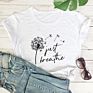 Just Breathe 100% Cotton T-Shirt Vintage Women Anxiety Graphic Tshirt