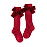 K1118204 1-8Y Kids Baby Knee High Girls for Children Princess Style Knit Toddler Cotton Long Socks with Velvet Bows