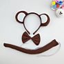 Kids Child Carnival Party Plush Animal Monkey Ears Headbands Tie and Tail 3Pc Set