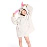 Kids Design Animal Rabbit Oversized Grey Sherpa Sweatshirt Wearable Hooded Blankets Hoodie Blanket